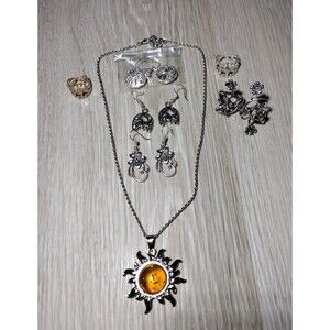 Jewelry Bundle - 3 Pairs of Earrings, 4 Rings, 1 Necklace